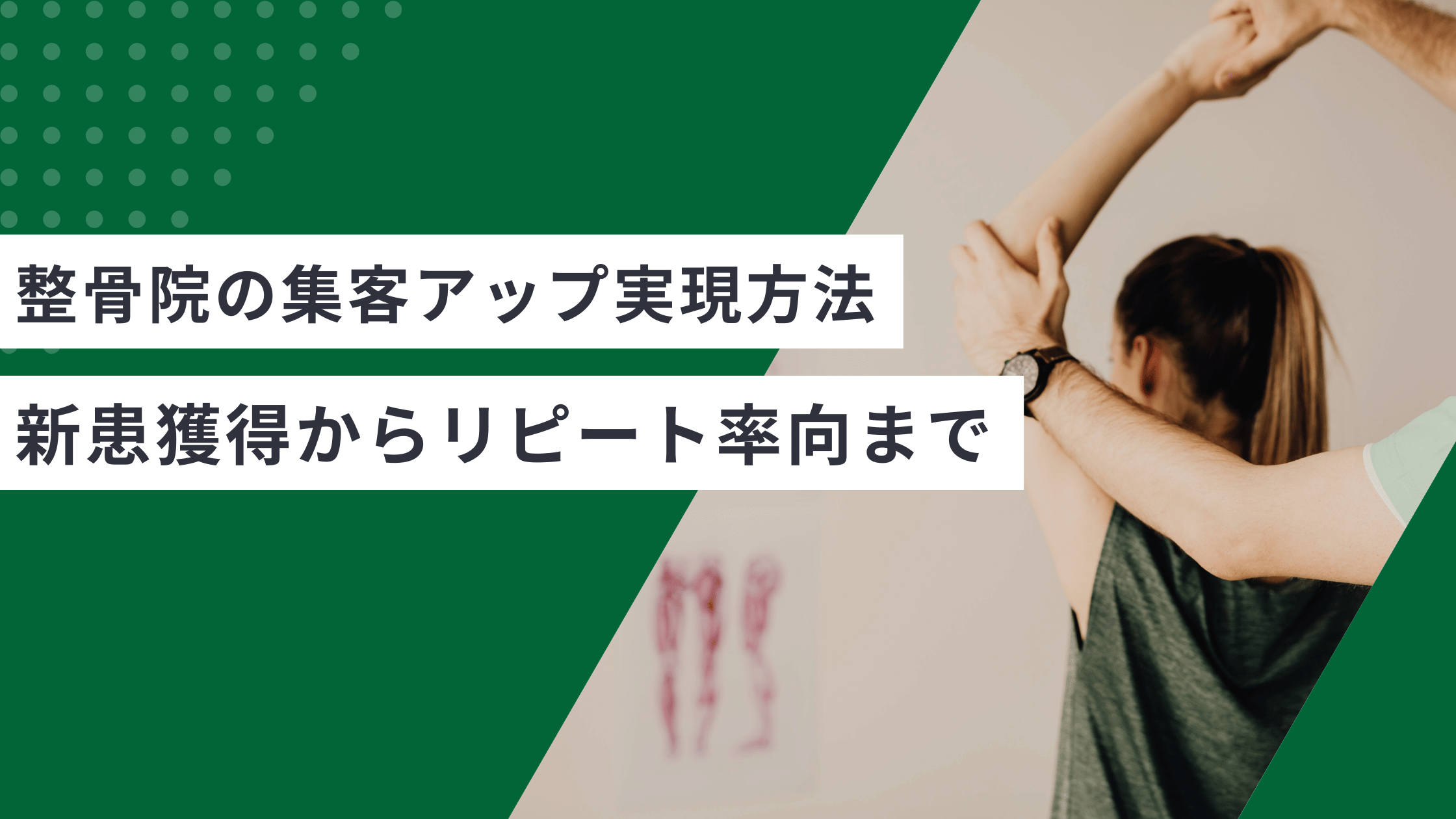 整骨院の集客アップを実現する方法1を解説し、整骨院の新患獲得からリピート率向上まで完全網羅した記事
