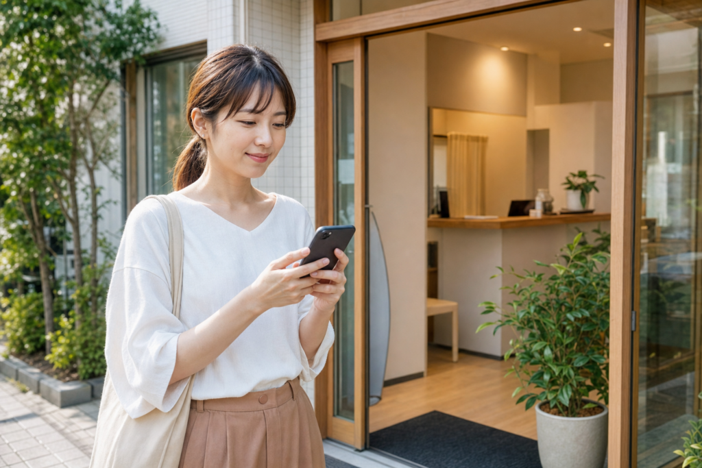 スマートフォンから整体院の予約をする新規患者