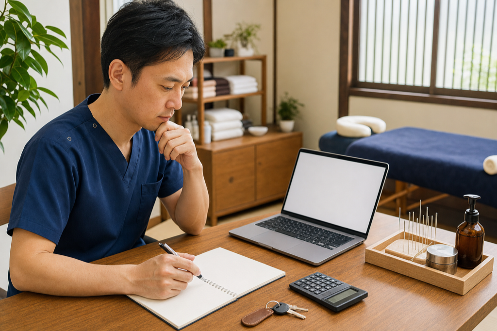 開業資金と事業計画を検討する鍼灸院オーナー