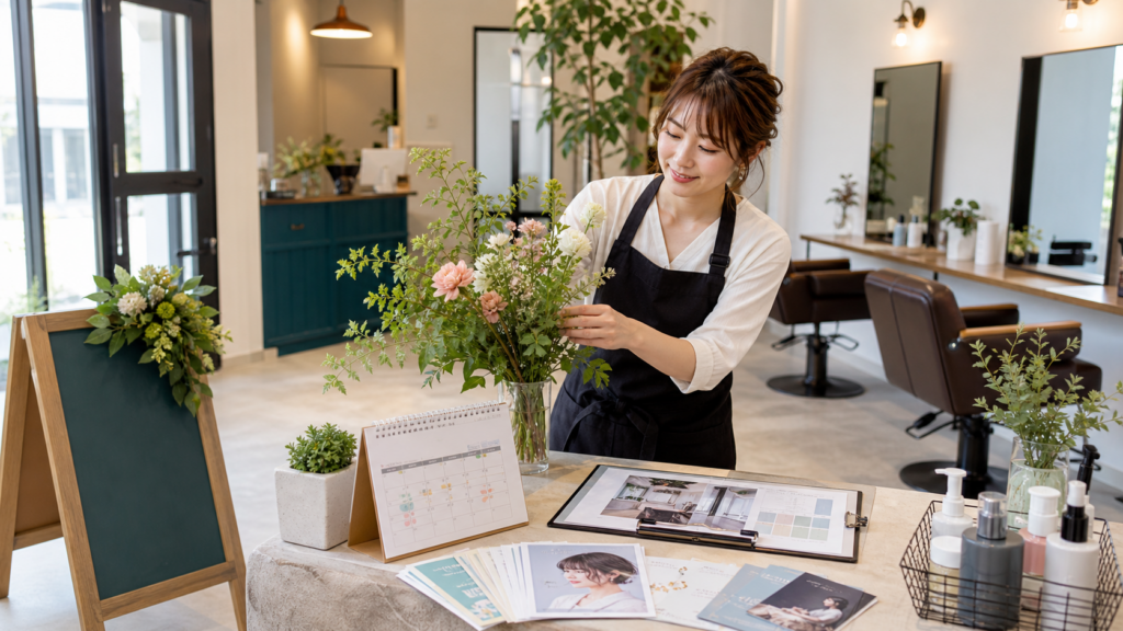 美容室開業時の集客方法とオープン初期の準備を表すアイキャッチ画像