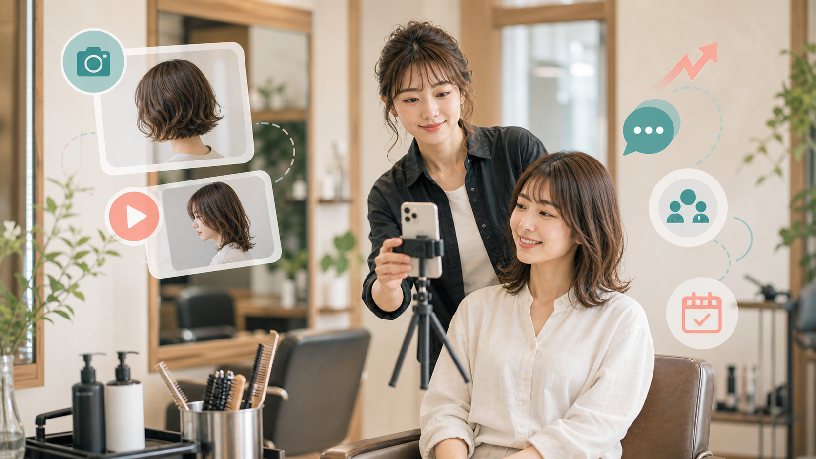 日本人フリーランス美容師がSNSから予約につなげる集客導線の図解