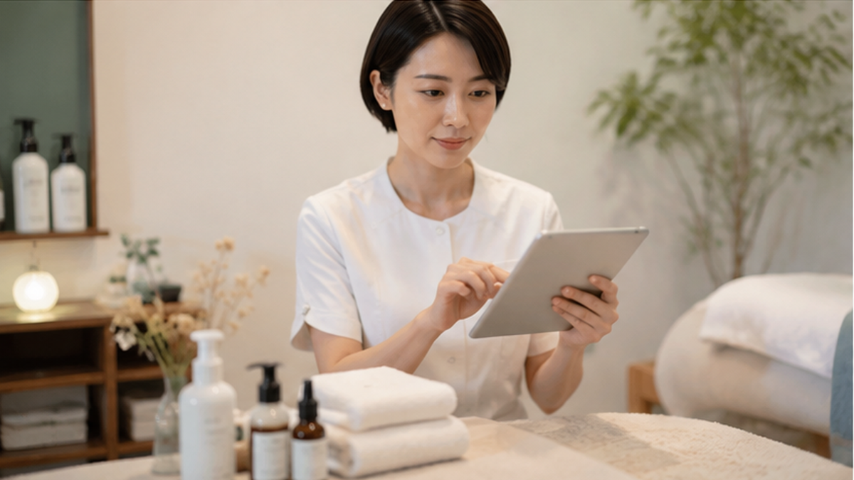 AI集客ツールの数字をタブレットで確認するイメージ